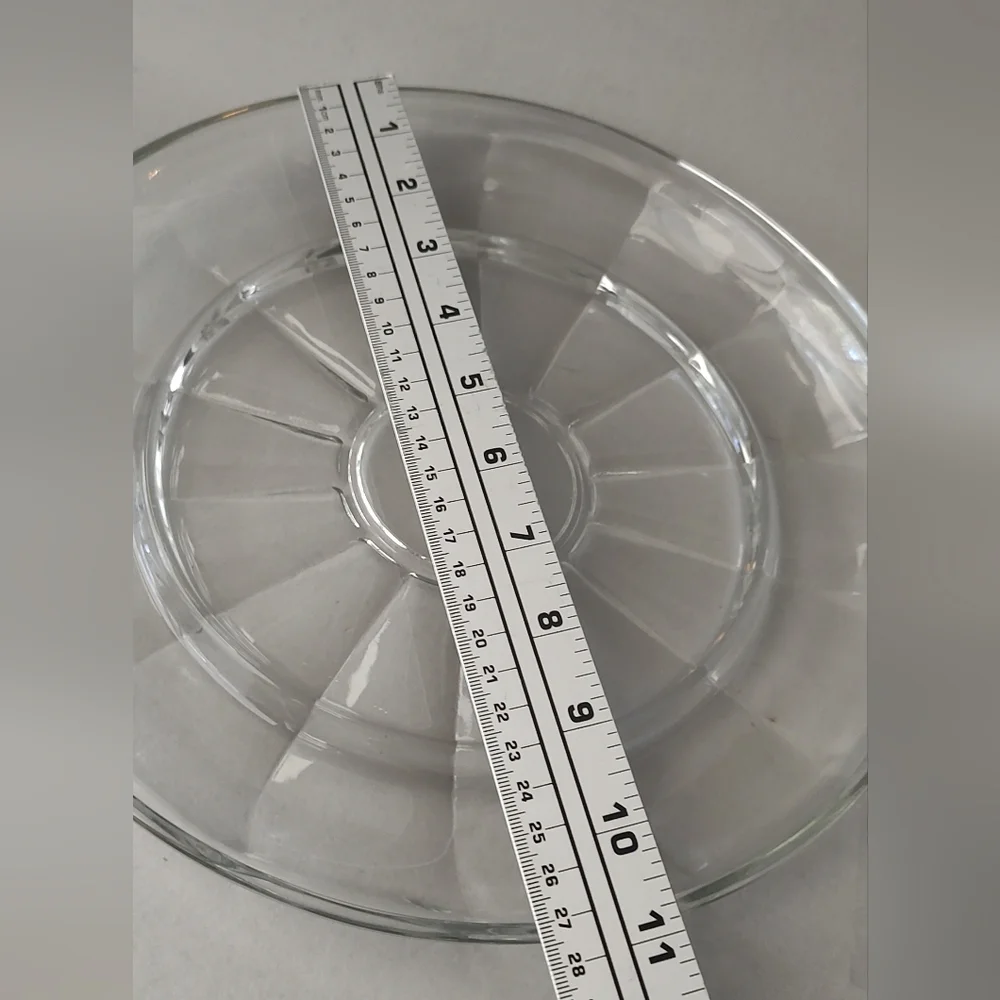 Clear Paneled Glass Cheese Dome W/11” Plate To Hold Crackers